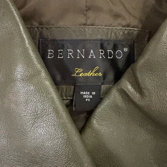 Bernardo Dark Green Leather Jacket - Picture 3 of 6